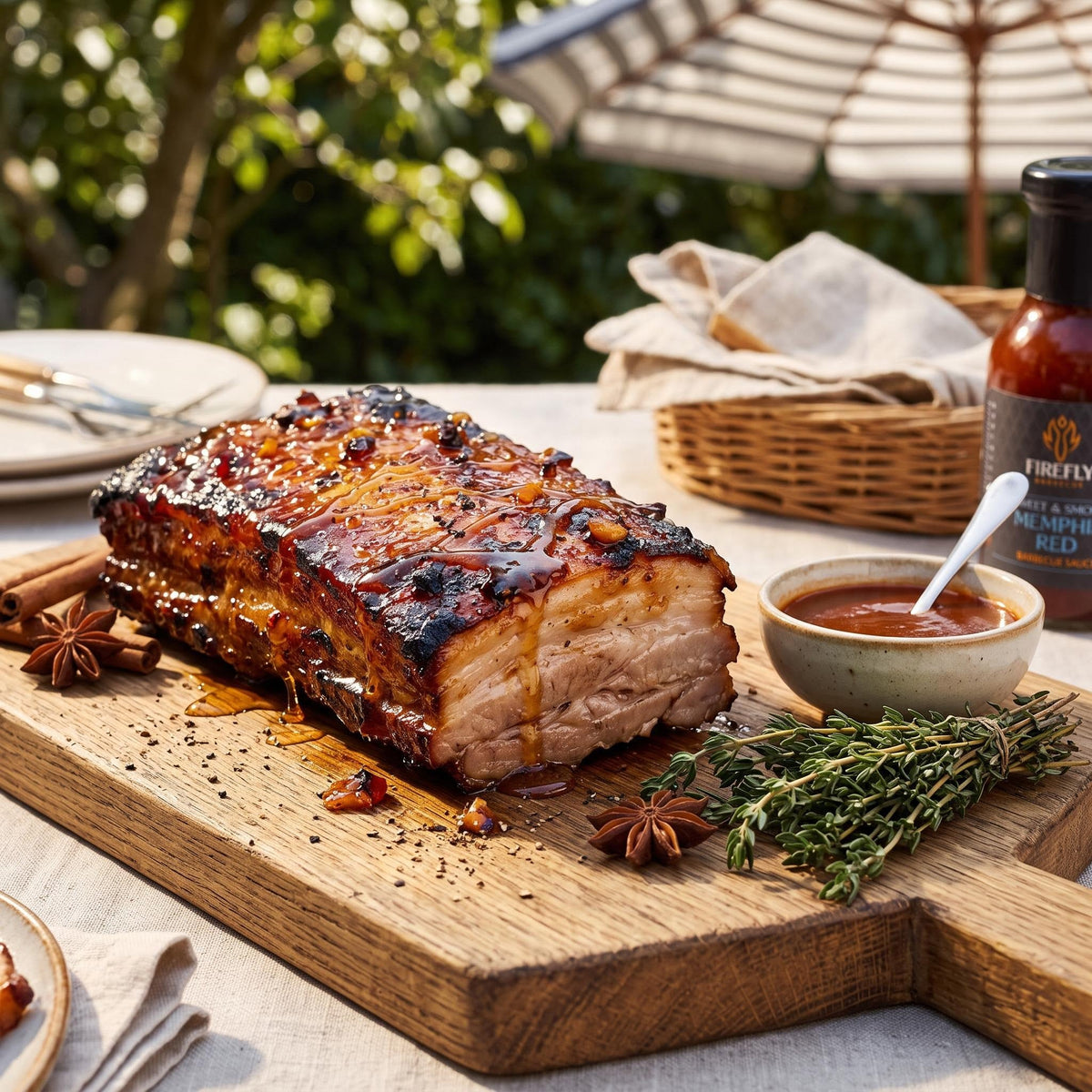 Honey-Glazed Pork Belly with Memphis BBQ Sauce
