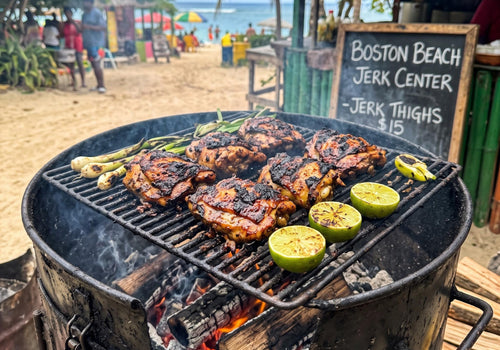 Caribbean Jerk Chicken Thighs with Grilled Lime