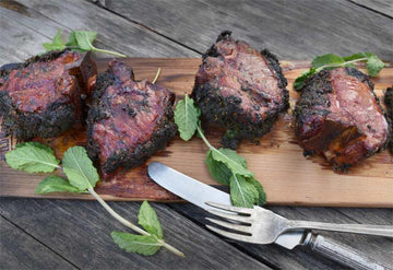 Cedar Planked Lamb Chops with Mint Gremolata Recipe - FireFly Barbecue