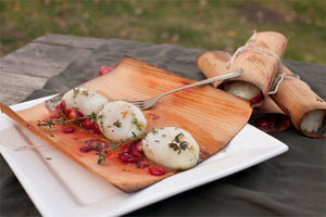 Cedar Wrapped Scallops with Cranberries, Oranges and Thyme Recipe - FireFly Barbecue