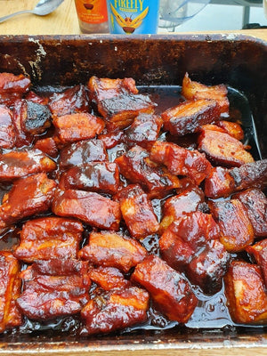 Noel's Korean pork belly cubes - FireFly Barbecue