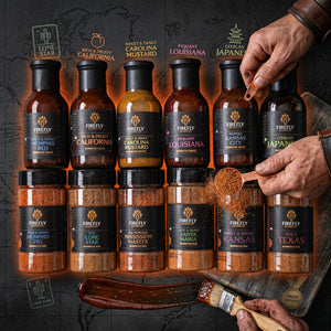 Firefly spice collection featuring BBQ rubs, blends, and hot seasonings.