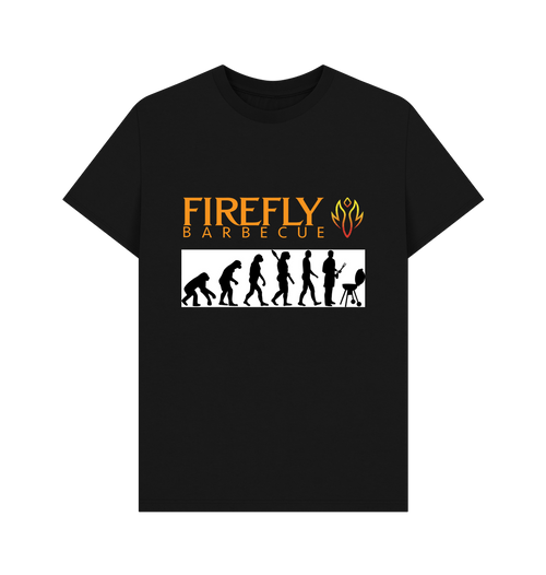Men's BBQ T-shirt with evolution graphic and fire logo