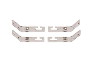 Set of four stainless steel mounting brackets for MONOLITH CLASSIC side tables, designed for secure grill attachment.