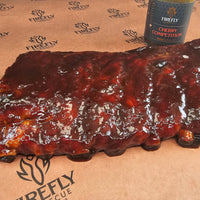 Barbecue sauce and rub for grilling with pork ribs