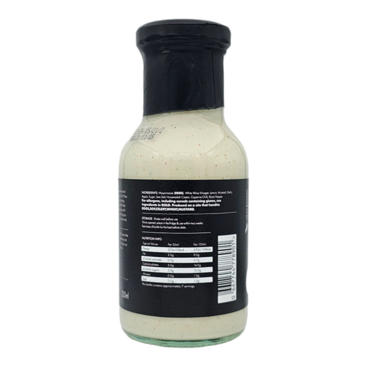 Close-up of Alabama White BBQ Sauce bottle with black cap