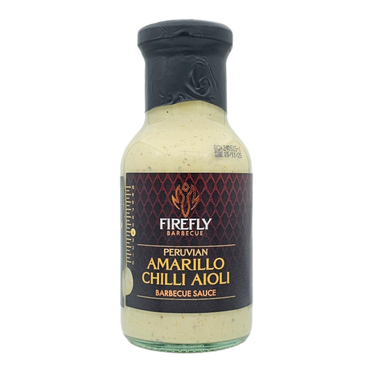 Peruvian Amarillo Chilli Aioli bottle with BBQ sauce label