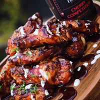 Grilled chicken wings with Competition Cherry BBQ Sauce