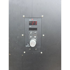 Digital control panel on Borniak Commercial Smoker displaying temperature and time settings for precise BBQ smoking control.