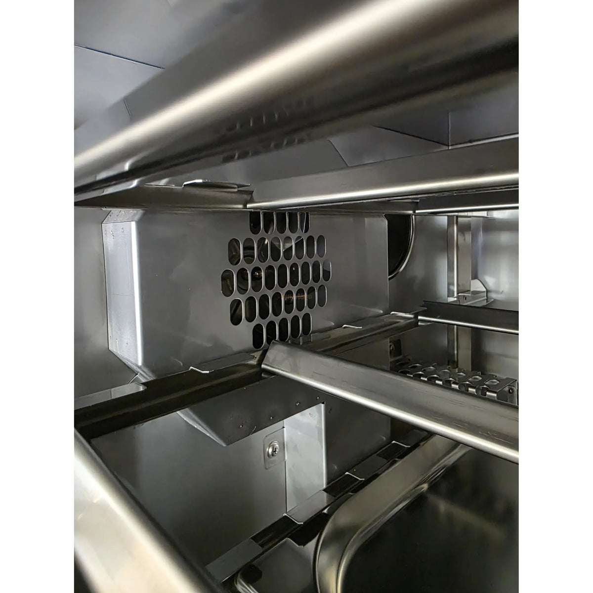 Close-up of smoker's metal vent and control panel