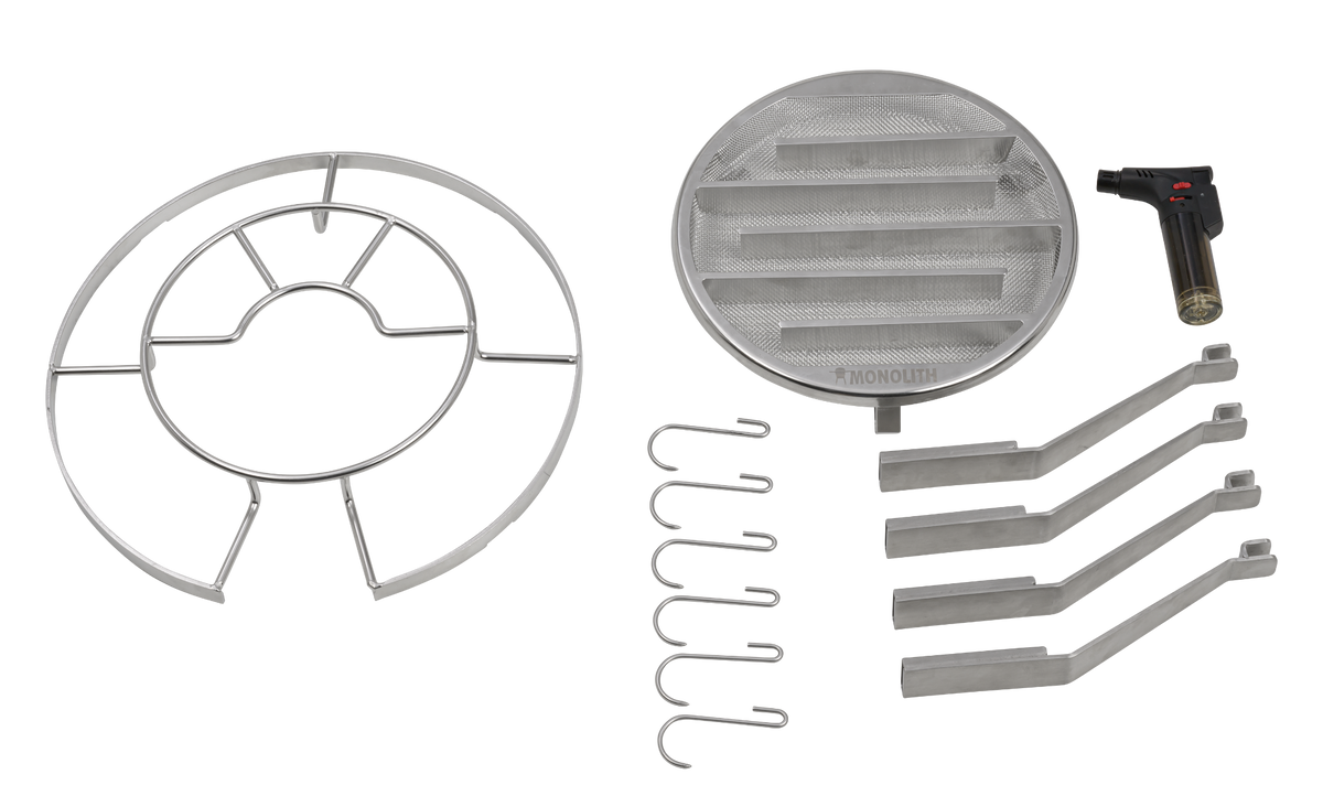 Cross-section of Monolith outdoor grill showing internal heating chamber and grill grate