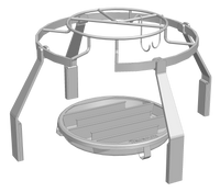 Monolith grill with metal frame and circular cooking surface for outdoor cooking