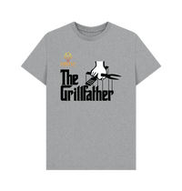 Gray men's T-shirt with 'The Grillfather' graphic and Firefly Barbecue logo