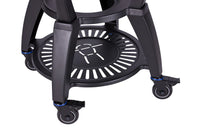 Outdoor grill cart with durable black frame and caster wheels
