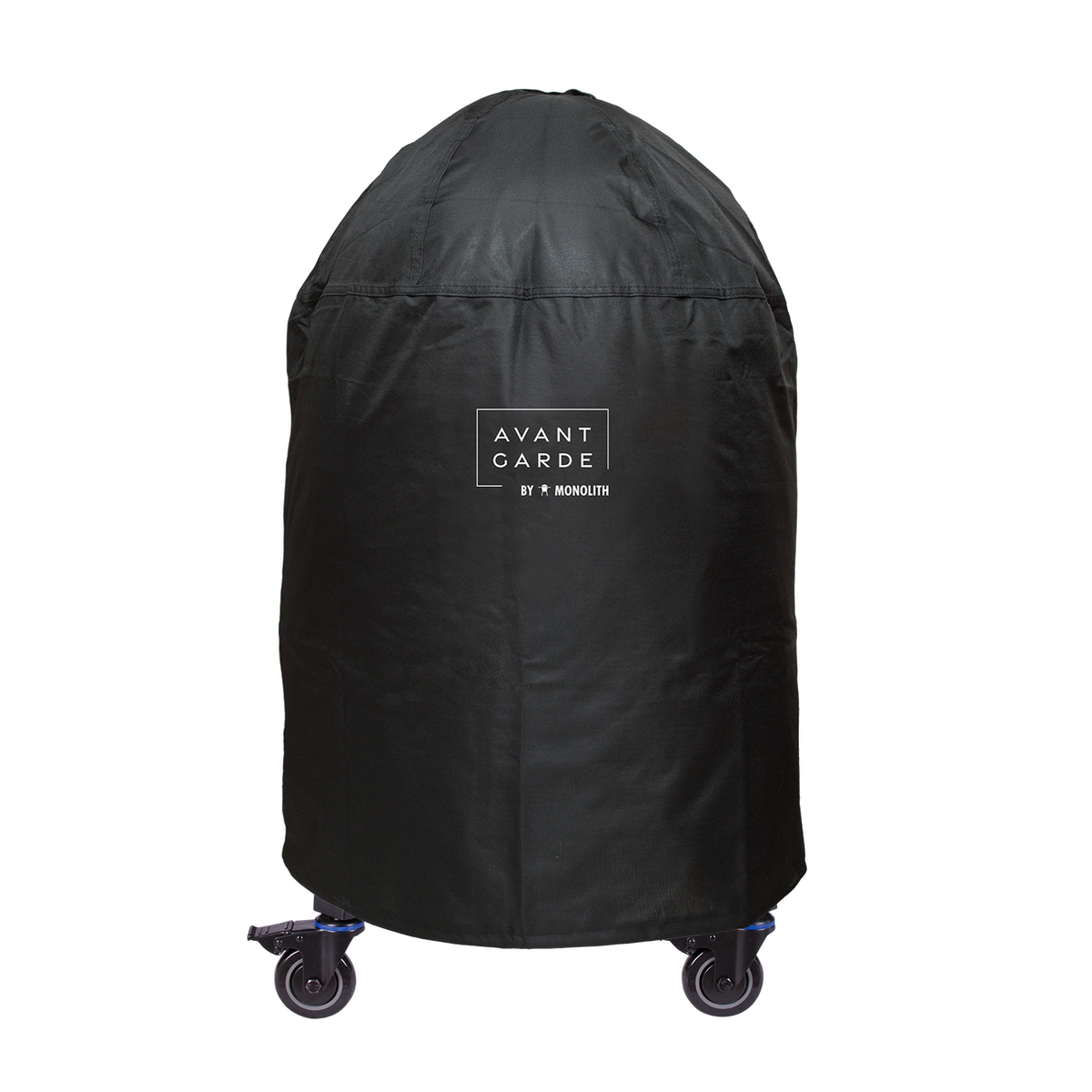 Black Monolith grill cover with Avantgarde logo, weather-resistant outdoor grill accessory