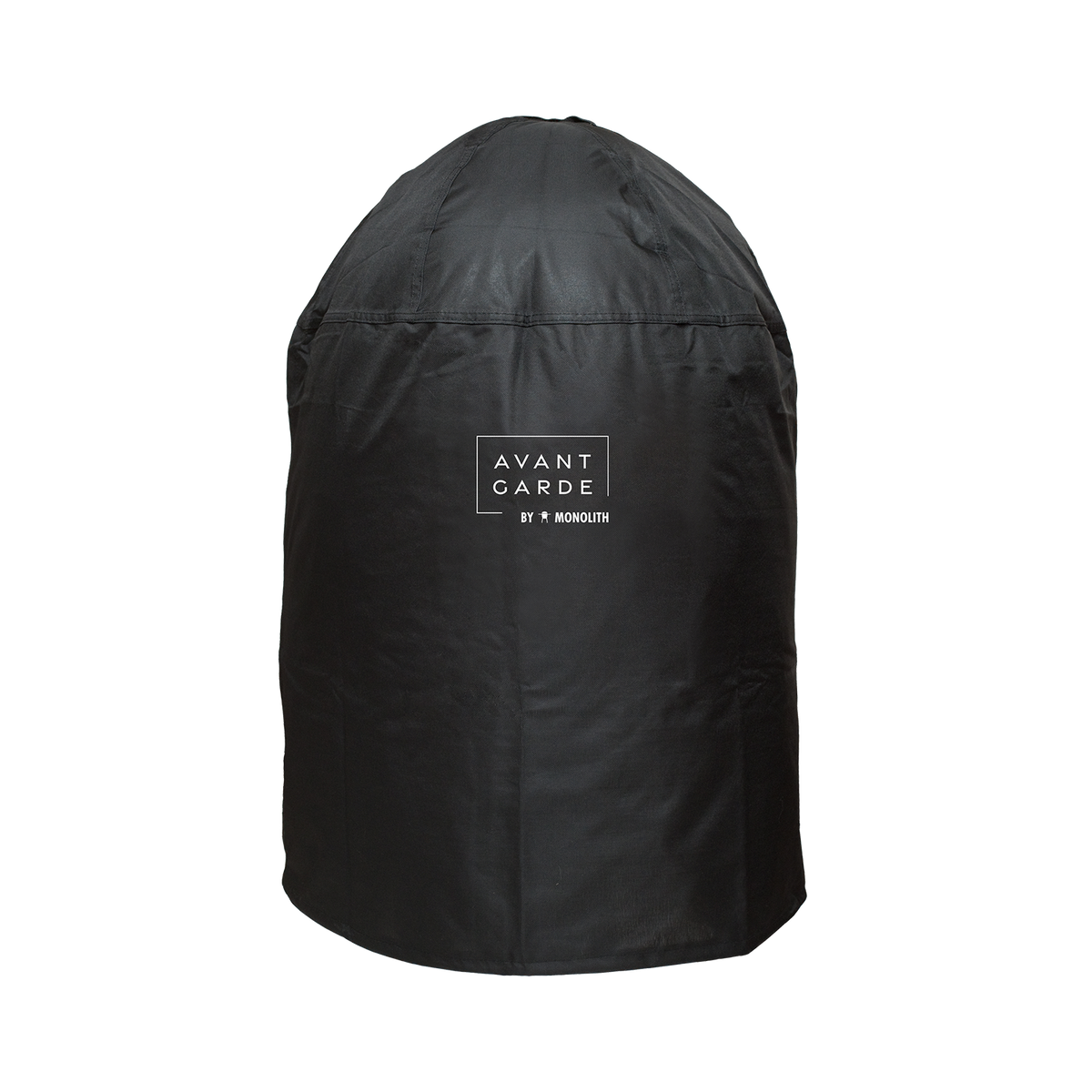 Black Monolith grill cover with Avantgarde logo for outdoor use