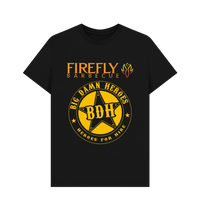 Black men's T-shirt with Firefly Big Damn Hero logo and flame icon