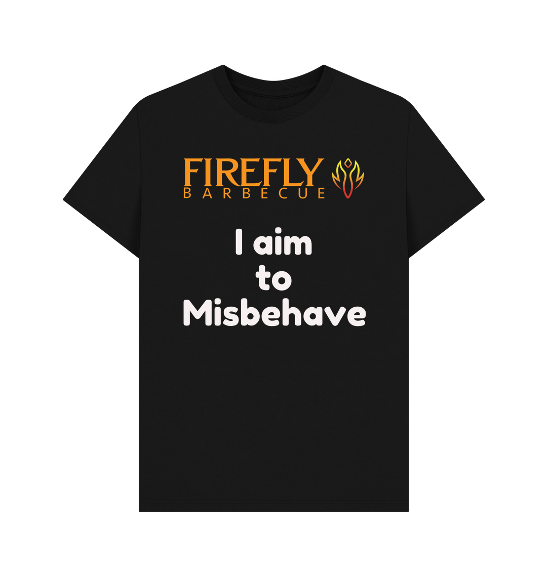 Black men's T-shirt with Firefly quote and logo, casual apparel for fans