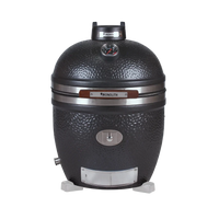 Monolith Avantgarde Kamado Grill with black textured surface and stainless steel fittings
