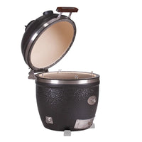 Open Monolith Avantgarde Kamado Grill showing interior cooking space and lid