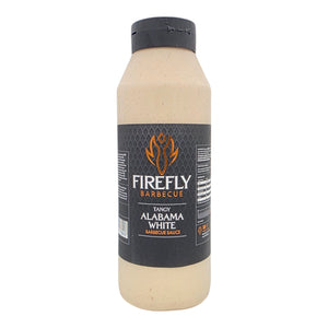 Large 1L bottle of Firefly Alabama White BBQ Sauce with black label, designed for frequent grillers and food service use.