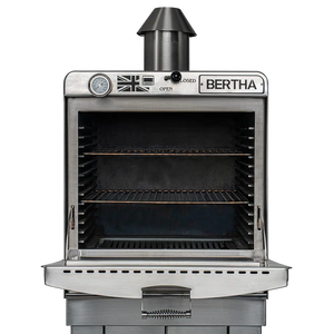 Interior view of Bertha Professional X Charcoal Oven for Compact Cooking with multiple grill racks and high-capacity cooking space.