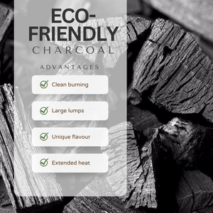 Eco-friendly charcoal firewood logs highlighting large, sustainable charcoal