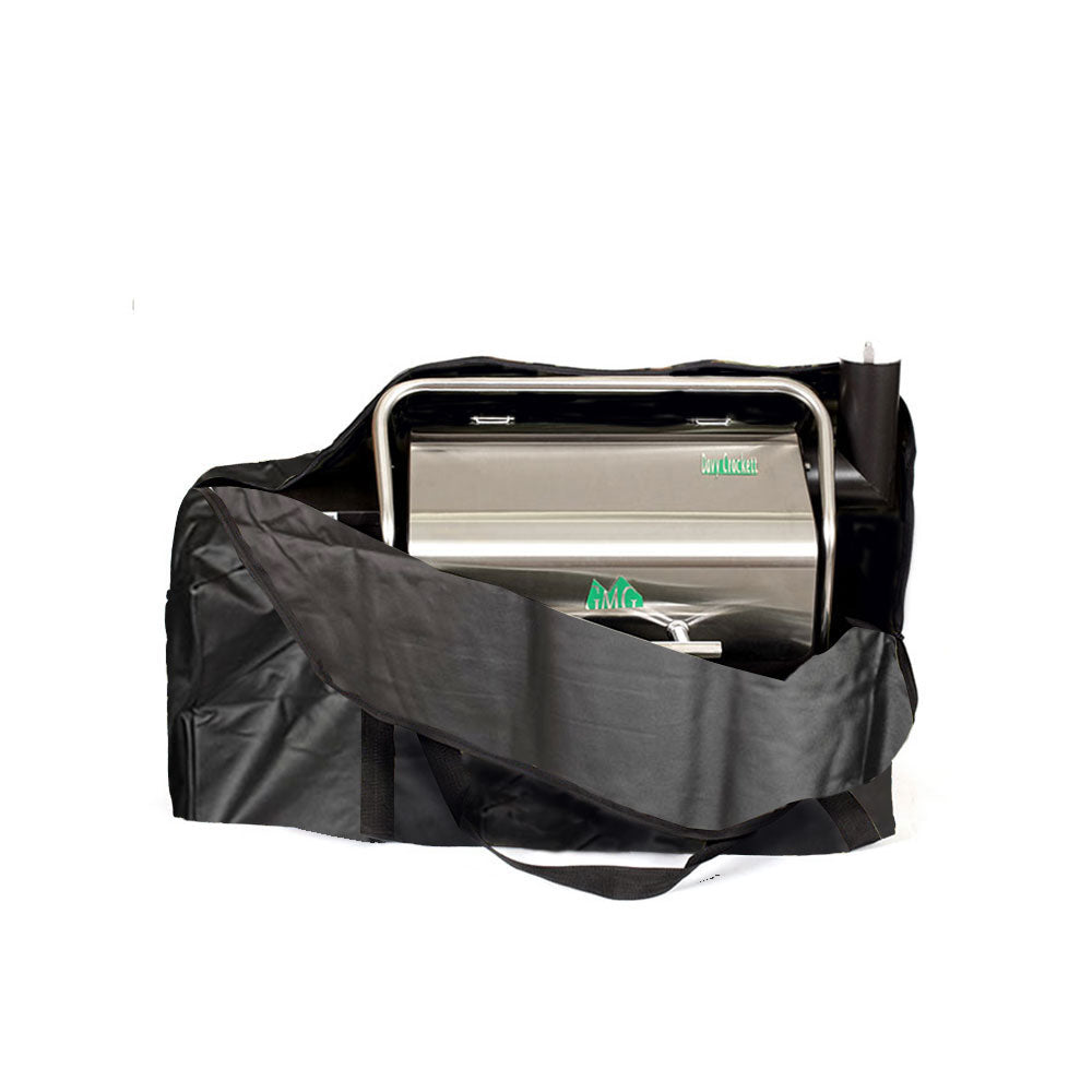 GMG Davy Crockett Tote Bag - FireFly Barbecue, open tote bag showing snug fit around Davy Crockett grill for secure transport and storage.