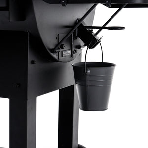 Grease management bucket attached to Green Mountain Grills LEDGE PRIME 2.0 Pellet Grill for easy cleanup and maintenance after grilling.