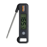 Digital probe thermometer with foldable metal probe for fast readings