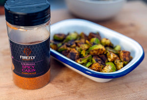 Louisiana Spicy Cajun Seasoning with roasted Brussels sprouts