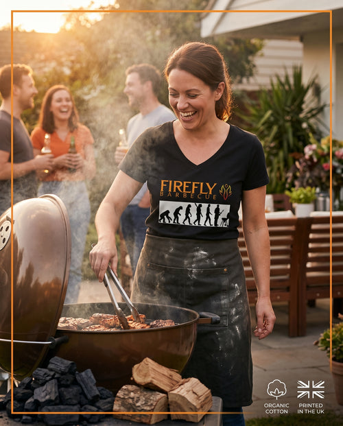 Evolution of BBQ – Women’s Funny V‑Neck T‑Shirt (Organic)