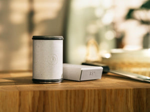 HORL 3 Cruise Knife Sharpener and angle block displayed on a wooden kitchen counter, showcasing its modern and sustainable design.