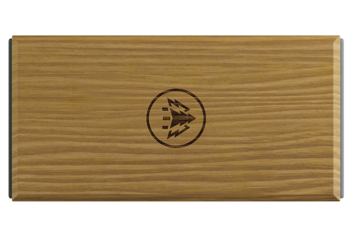 Horl 3 Knife Sharpener in wooden oak finish with logo