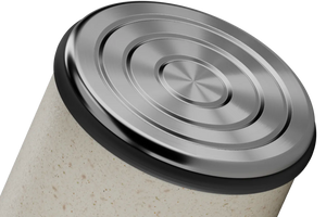 Close-up of HORL 3 Cruise Knife Sharpener's stainless steel honing disc, ideal for refining knife edges after sharpening.