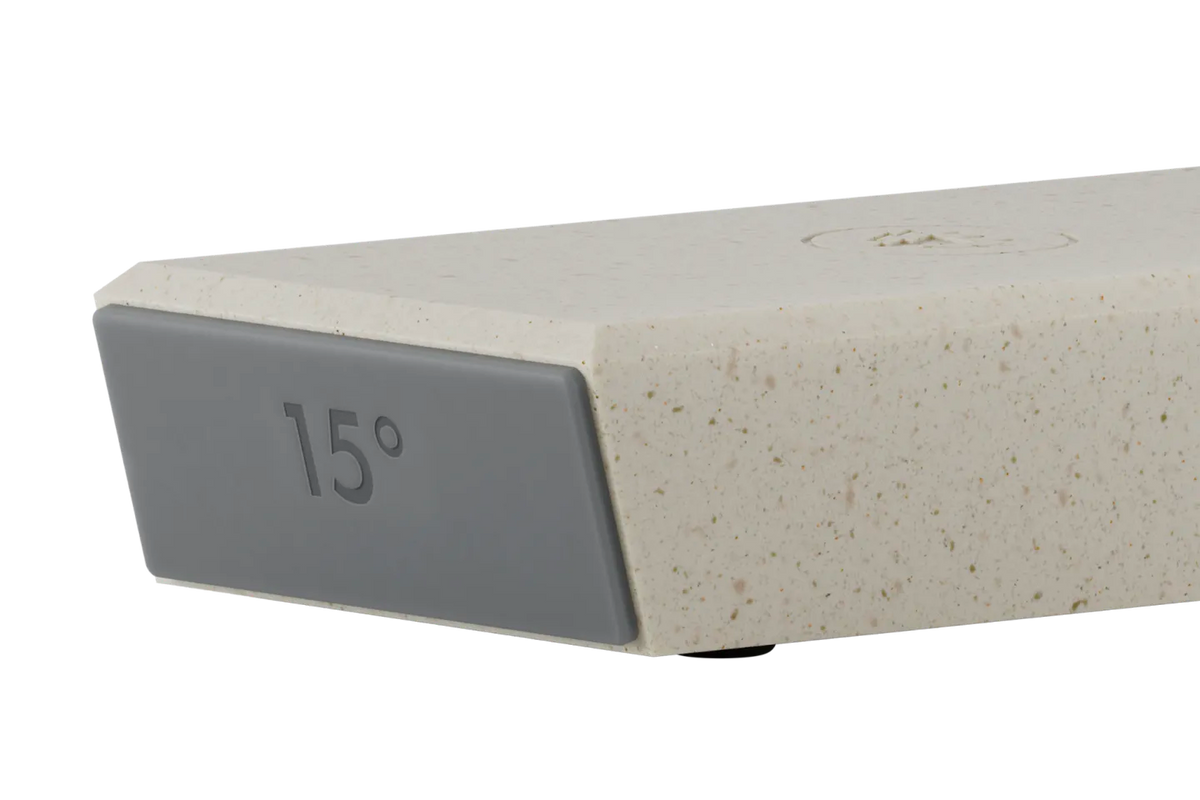 Close-up of HORL 3 Cruise Knife Sharpener's 15° angle block, ideal for fine-edged kitchen knives and precision sharpening.