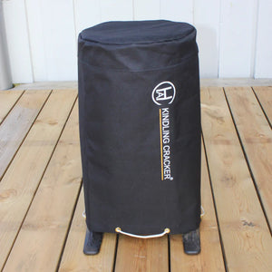 Durable Kindling Cracker Cover on wooden deck, ideal for shielding log splitters from dust and moisture in outdoor tool storage setups.