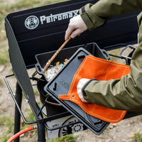 Petromax Aramid Potholders used for handling hot cookware outdoors