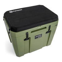 Petromax cooler cushion on green cooler outdoors