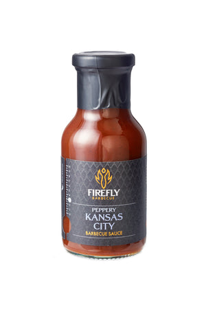Firefly Barbecue Peppery Kansas City BBQ Sauce included in the Ultimate BBQ Pack, delivering bold, smoky flavor for classic barbecue.