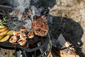 Cooking with Petromax grill insert, outdoor grilling