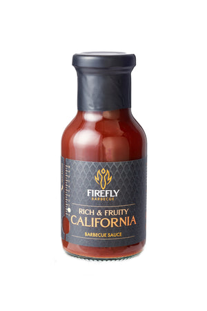 Firefly Barbecue Rich & Fruity California BBQ Sauce in the Ultimate BBQ Pack, blending sweet and tangy notes for gourmet grilling.