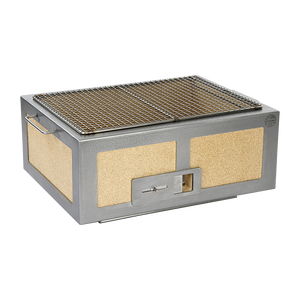 Kasai Konro BBQ Grill - Medium size with durable stainless steel frame and ceramic insulation, perfect for high-heat charcoal grilling.