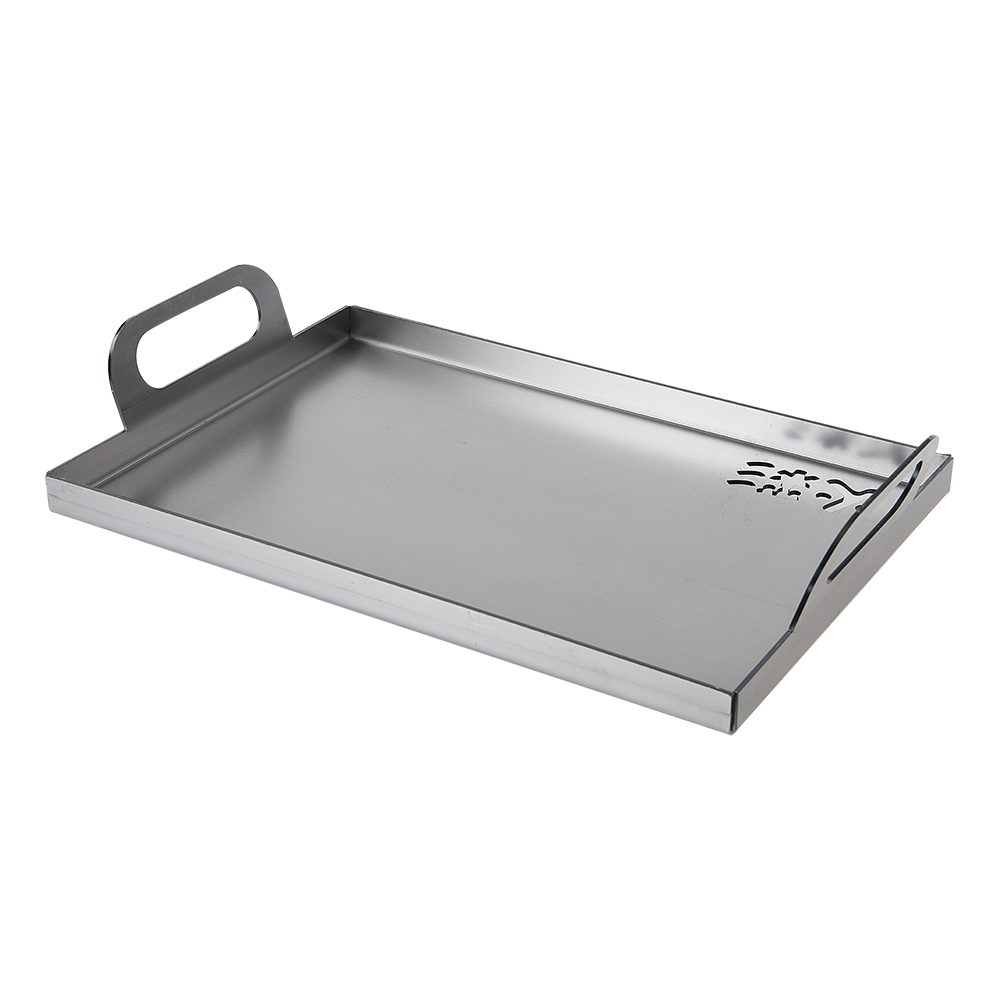 Kasai Plancha Solid grill plate with raised edges and handle, designed for Nano Kasai grills. Perfect for controlled grilling and searing.