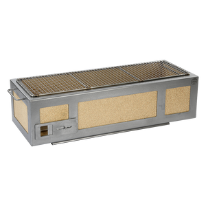 Kasai Konro Grill with Stainless Steel Frame V3 showing air vent and ceramic panels, perfect for home and garden outdoor cooking.