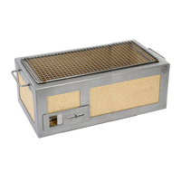 Stainless steel Kasai Konro medium BBQ grill with ceramic panels and wire grilling surface