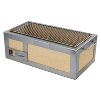 Stainless steel Kasai Konro medium BBQ grill with ceramic sides and wire grilling surface
