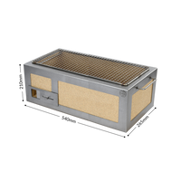 Close-up of stainless steel Kasai Konro medium BBQ grill with ceramic panels and side handle