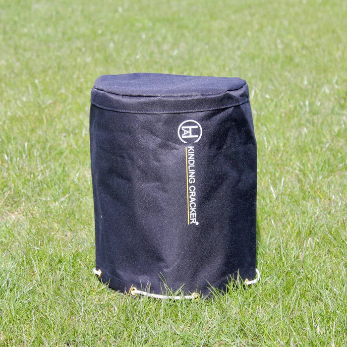 Portable black Kindling Cracker Cover for outdoor storage