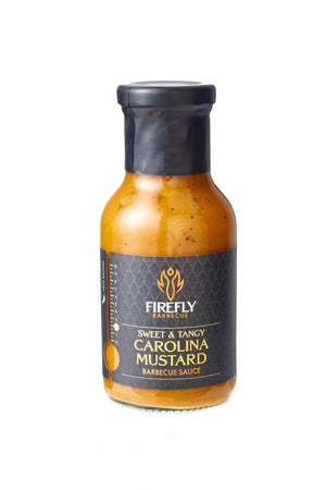 Firefly Barbecue Sweet & Tangy Carolina Mustard BBQ Sauce in the Ultimate BBQ Pack, perfect for mustard-based grilling and dipping.